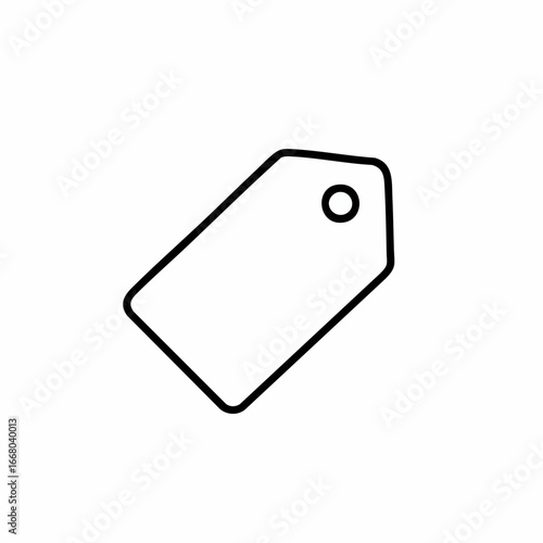 Simple Black Outline Price Tag with Rounded Edges and a Hole