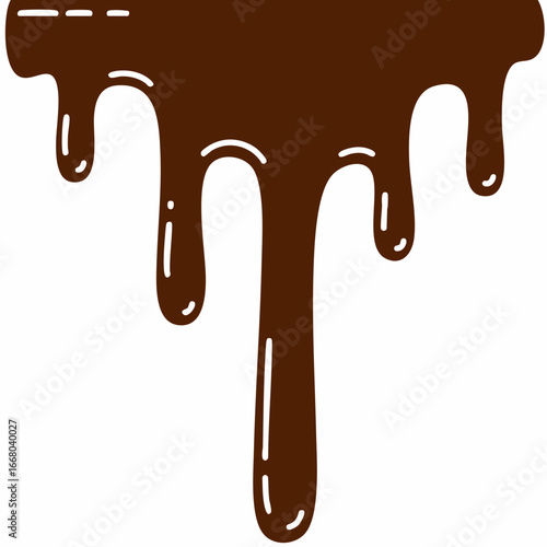 Flowing Chocolate Drips with Smooth, Rounded Edges and Subtle Highlights.