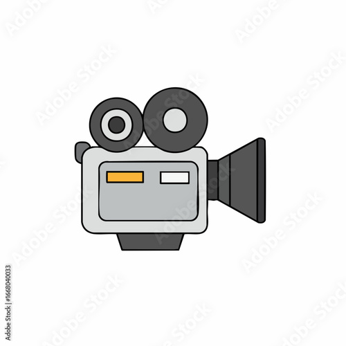 Cartoon Vintage Film Camera with Distinctive Lens and Reel Design
