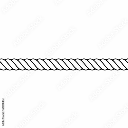 Detailed Black and White Rope Illustration with Intertwined Strands