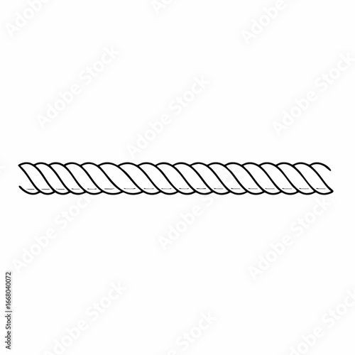 Detailed Black and White Illustration of a Twisted Rope Strand
