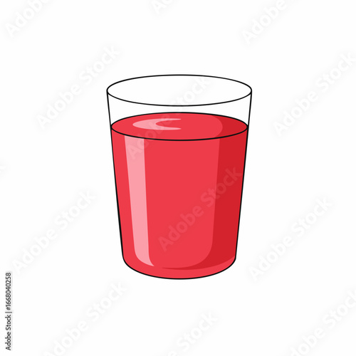 Vibrant Red Juice in a Transparent Glass, Refreshing Beverage Illustration