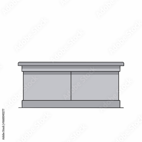 Simple Gray Rectangular Cabinet with Two Doors and a Ledge