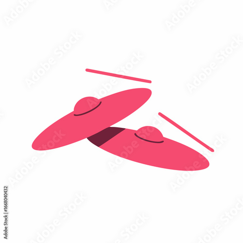 Dynamic Duo of Pink Cymbals in Motion with Sticks