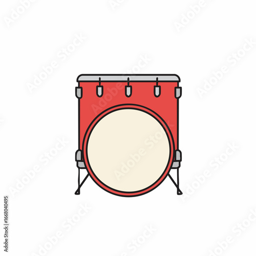 Cartoon Red Drum with Cream Head and Silver Hardware Illustration