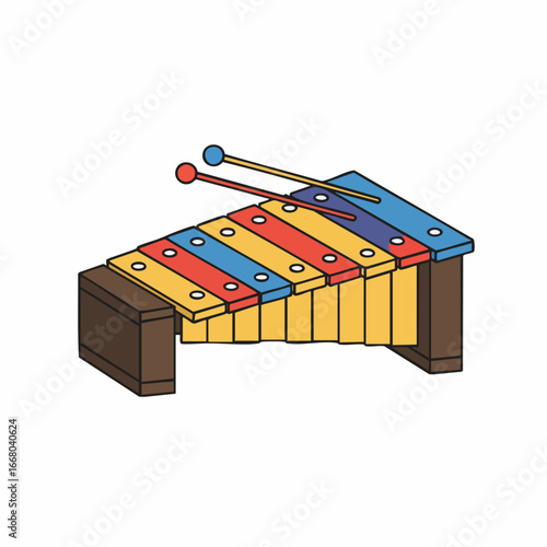 Colorful Cartoon Xylophone with Mallets, a Musical Instrument Illustration