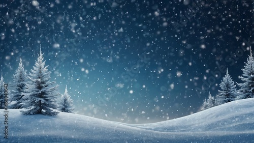 Wallpaper Mural Blue Christmas Background with Falling Snow - 11 Torontodigital.ca