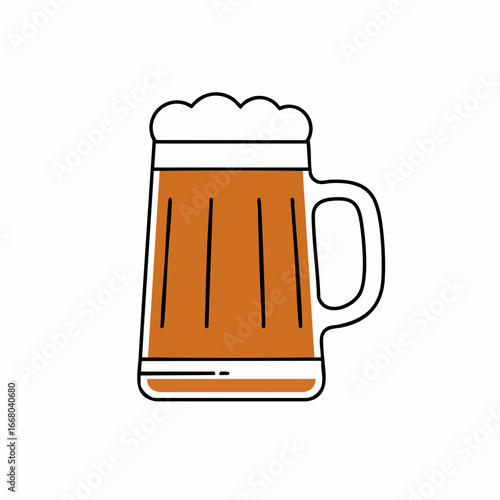 Stylized Beer Mug with Frothy Head and Vertical Line Details