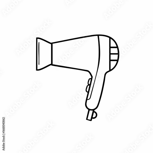 Stylized Hair Dryer Outline with Nozzle, Handle, and Air Intake Grille