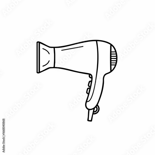 Stylized Hair Dryer Outline with Distinct Nozzle and Handle Details