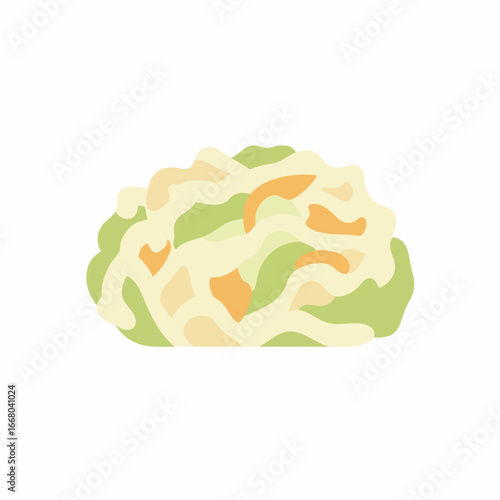 Freshly Prepared Coleslaw with Creamy Dressing, Appetizing and Delicious.
