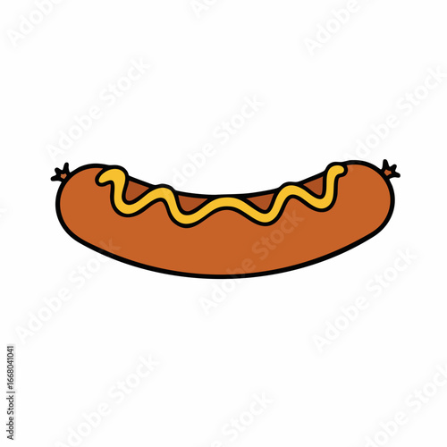 Cartoonish Sausage with Mustard, a Delicious and Simple Food Item.