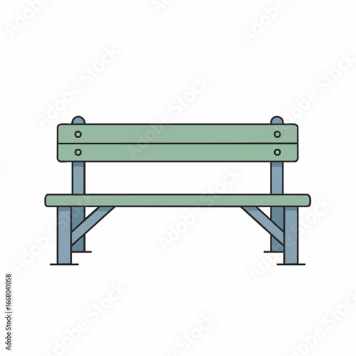 Simple Green Park Bench Illustration