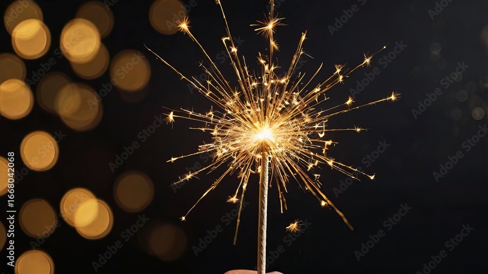 Fototapeta premium Golden Sparkler Glow for New Year Celebration - 4