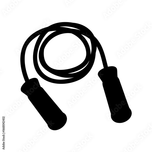 A simple graphic illustration of a black jump rope for exercise