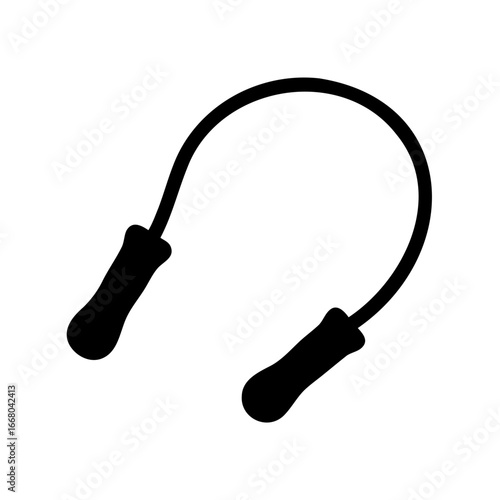 Black and white illustration of jump rope for workout and training