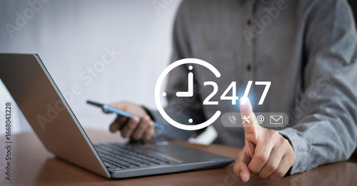 The concept of non-stop service or customer contact, working 24 hours a day, every day to provide continuous service at all times without holidays.