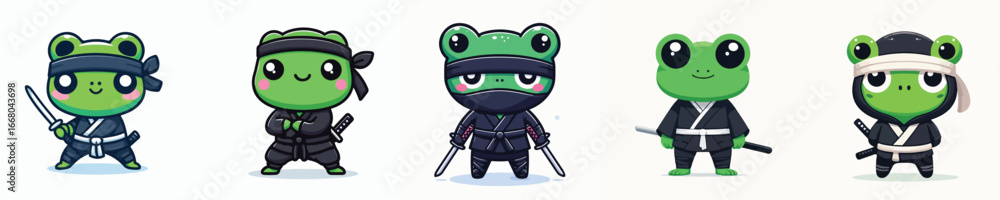 Obraz premium cute frog vector in ninja costume