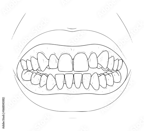 Overcrowded Teeth and Dental Occlusion Illustration
