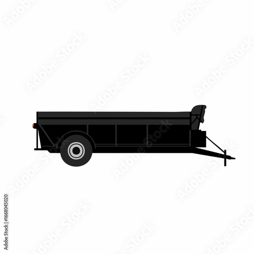 Black Utility Trailer with Wheel and Hitch for Hauling Cargo.