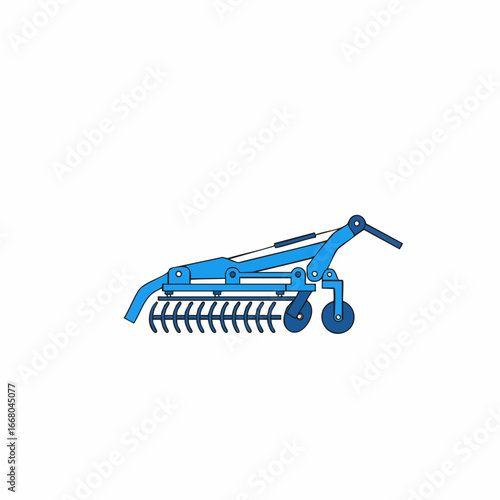 Detailed Blue Agricultural Harrowing Machine for Field Cultivation and Farming