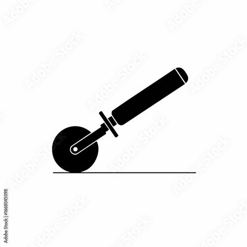Simple Black and White Pizza Cutter Icon