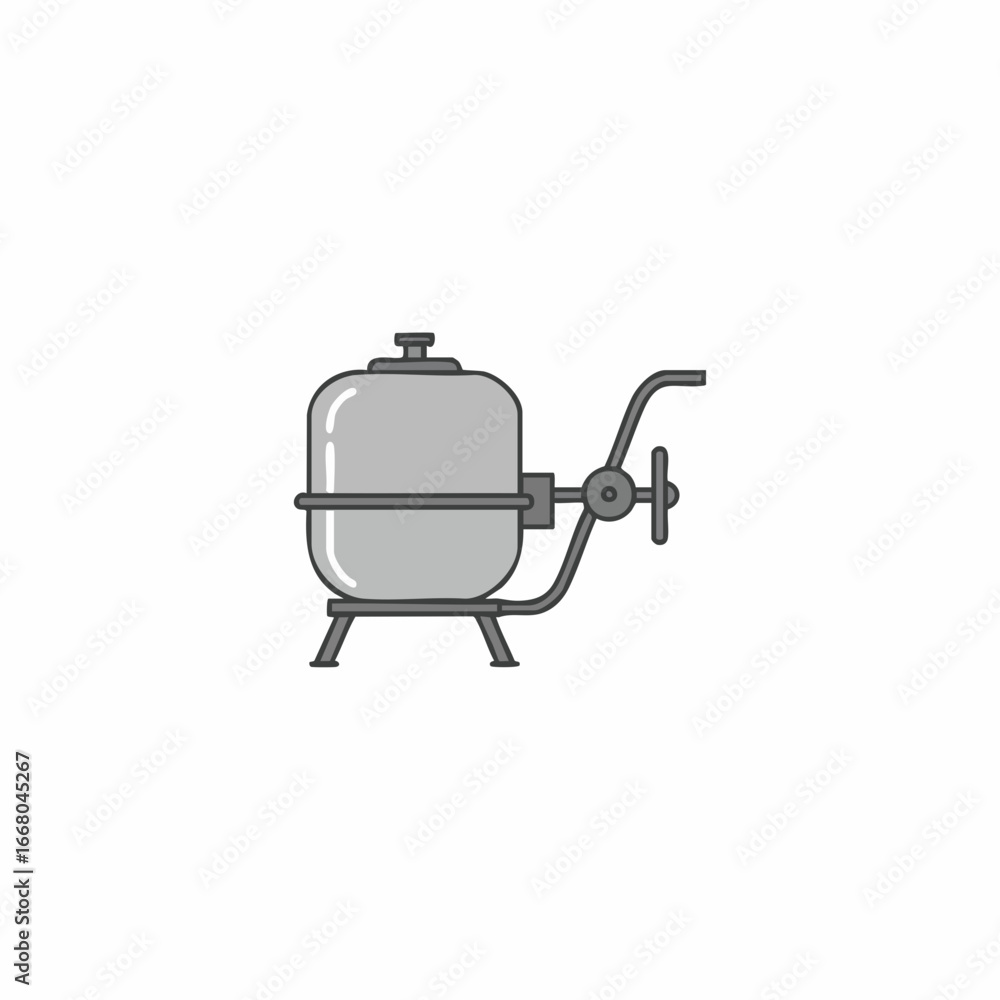 Fototapeta premium Gray Industrial Pressure Vessel with Control Mechanism