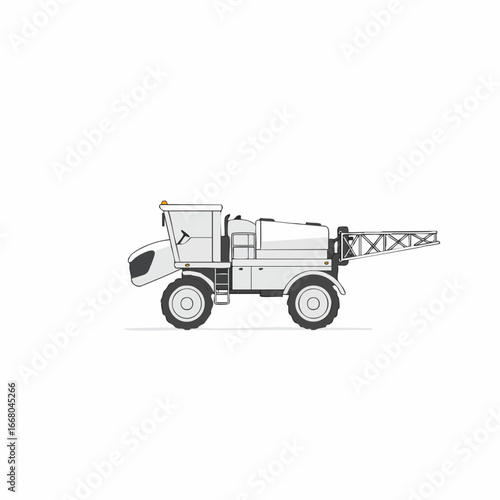 Self-Propelled Agricultural Sprayer Machine Side View Illustration