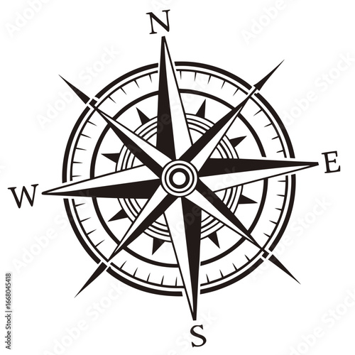 Ancient sailing compass silhouette