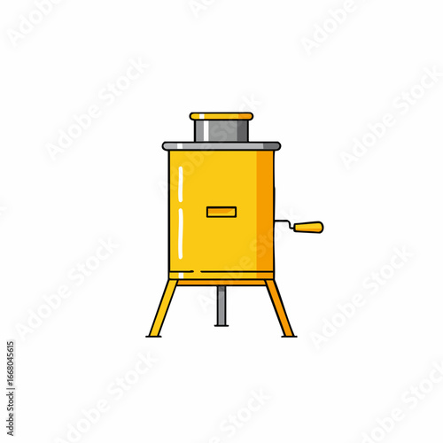 Yellow Honey Extractor with Crank Handle and Stand