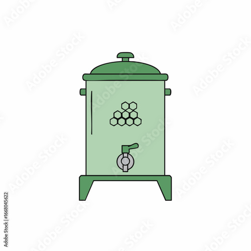 Green Beverage Dispenser with Honeycomb Design and Spigot for Refreshments.