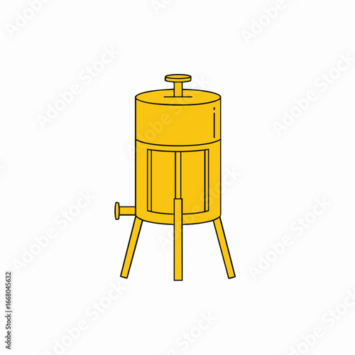 Simple Outline of a Yellow Cylindrical Water Tank