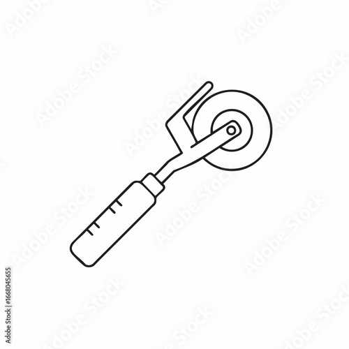 Simple Line Drawing of a Pizza Rolling Pin