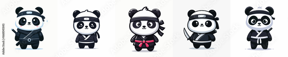 Fototapeta premium cute panda vector in ninja costume