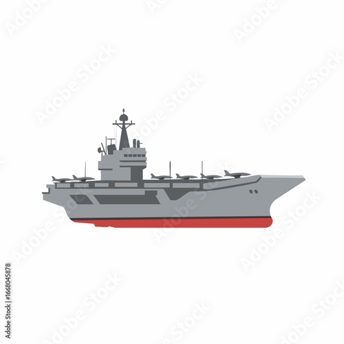 Grey Aircraft Carrier with Fighter Jets on Deck
