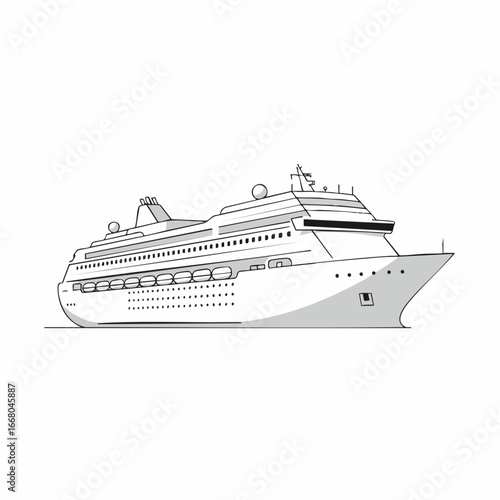 Simple Line Drawing of a Majestic Cruise Ship