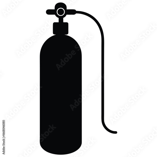 Black scuba tank with hose diving equipment air cylinder