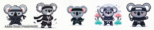 cute koala vector in ninja costume