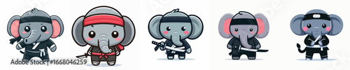 cute elephant vector in ninja costume