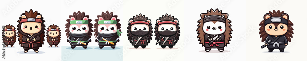 Fototapeta premium cute hedgehog vector in ninja costume