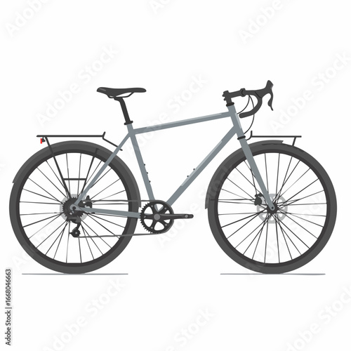 Sleek Grey Gravel Bike with Rack and Fenders