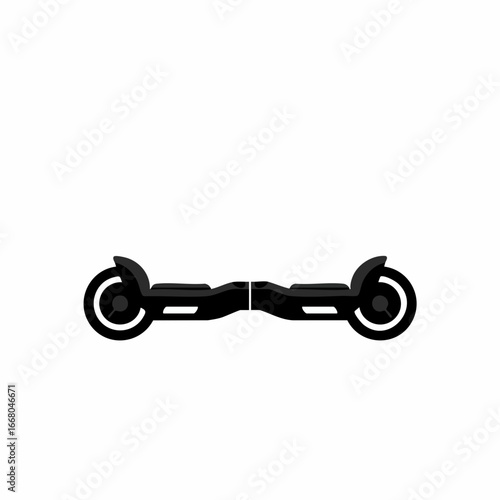 Sleek Black Hoverboard Depicted in Minimalist Vector Graphic Design