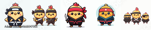 cute chicken vector in ninja costume