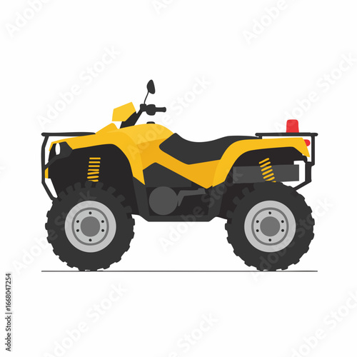Yellow ATV with Black Seat and Red Tail Light, Side View