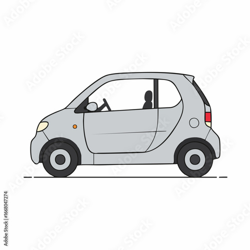 Side Profile Illustration of a Silver Compact Car