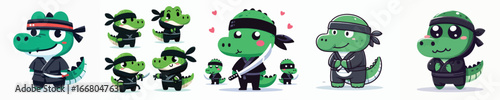 cute crocodile vector in ninja costume