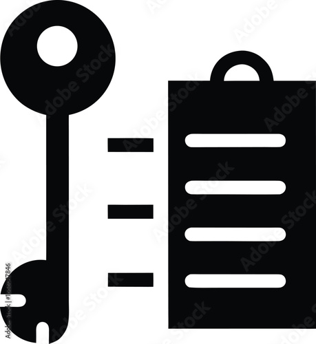 Key and checklist icon representing access to information or a todo list