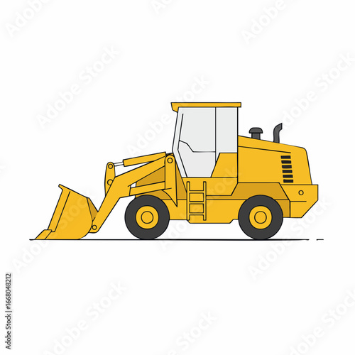 Stylized Yellow Front Loader with Black Accents and Simplified Design