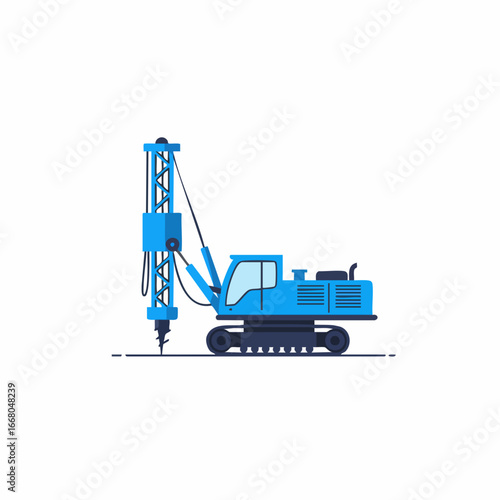 Blue Crawler Mounted Drilling Rig Illustration