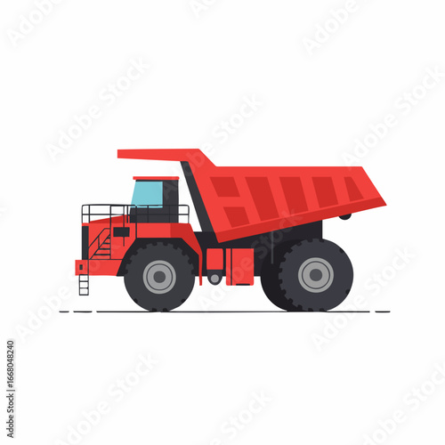 Side Profile of a Red Articulated Dump Truck